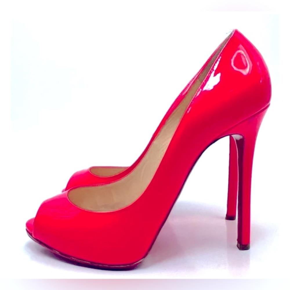 Christian Louboutin Flo 120 Neon Pink Patent Pumps 40